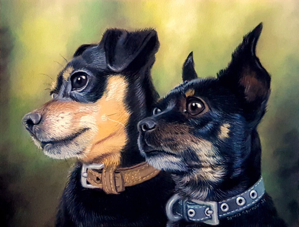 „Ella & JoJo“ Hundeportrait in Pastell